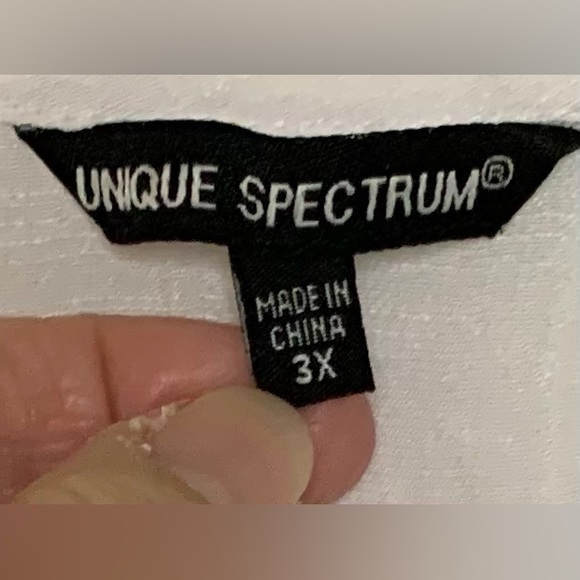 Unique Spectrum - White Light Weight Scoop Neck Blouse With Lace Detail - 3X - Picture 5 of 6